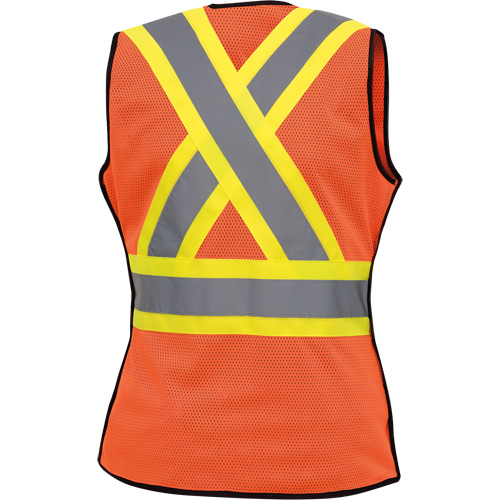 486 Women's High-Visibility Safety Tear-Away Vest, High Visibility Orange, X-Small, Polyester D. Morneault & Fils