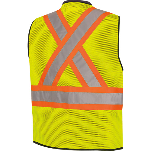 6895 High-Visibility Zip Front Bi-Colour Safety Vest, Black/High Visibility Lime-Yellow, 2X-Large/3X-Large, Polyester D. Morneault & Fils