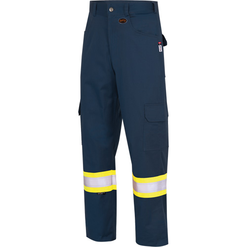 7764 FR-Tech&reg; High Visibility 88/12 FR/Arc Rated Safety Cargo Pants, 30, x 32, Navy Blue D. Morneault & Fils