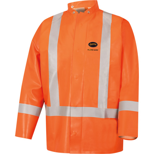 5990J Super Heavy-Duty FR/Arc Resistant Safety Rain Jacket, Small, High Visibility Orange, 11 cal/cm² D. Morneault & Fils