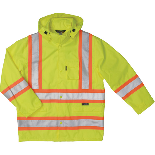 Ripstop Safety Rain Jacket, Polyester, X-Small, High Visibility Lime-Yellow D. Morneault & Fils