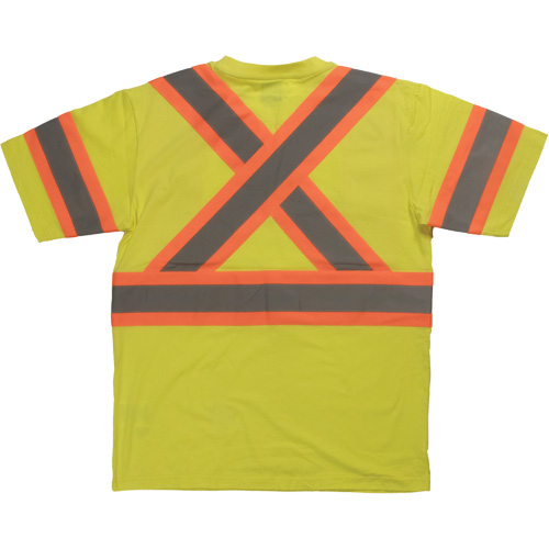 Short Sleeve Safety T-Shirt, Cotton, X-Small, High Visibility Lime-Yellow D. Morneault & Fils