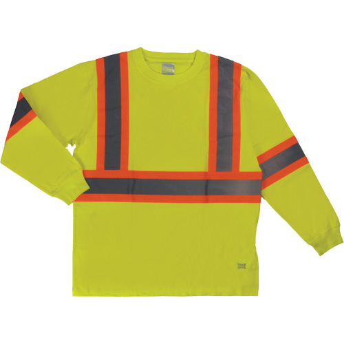 T-shirt de s&eacute;curit&eacute; &agrave; manches longues, Coton, T-petit, Jaune lime haute visibilit&eacute; D. Morneault & Fils