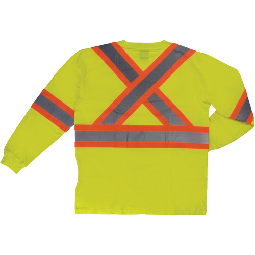 T-shirt de s&eacute;curit&eacute; &agrave; manches longues, Coton, T-petit, Jaune lime haute visibilit&eacute; D. Morneault & Fils