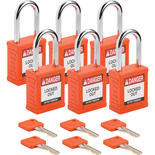 Velocity Lockout Padlocks, Orange, Keyed Different, Nylon, 1-1/2" Width D. Morneault & Fils