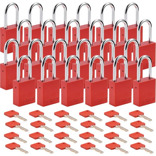 Lockout Padlock, Safety Padlock, Keyed Alike, Aluminum, 1-1/2" Width D. Morneault & Fils