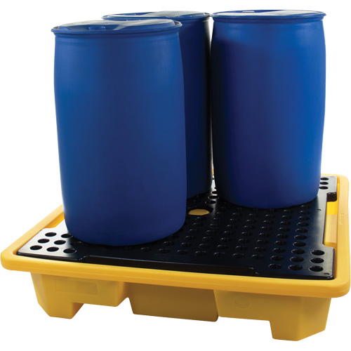 4-Drum Spill Pallet, 66 US gal. Spill Capacity, 57.5" x 57.5" x 12" D. Morneault & Fils