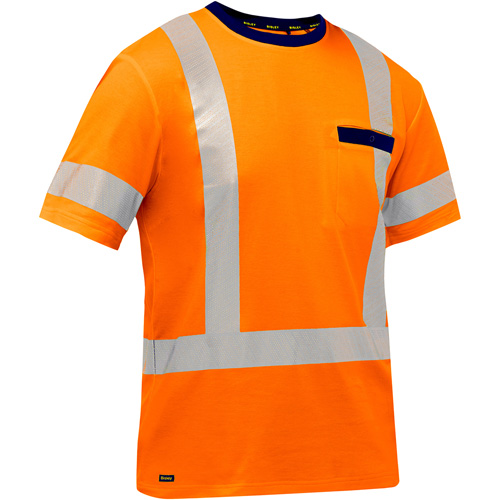 Bisley&reg; X-Back Short Sleeve Shirt, Poly-Cotton, Small, High Visibility Orange D. Morneault & Fils