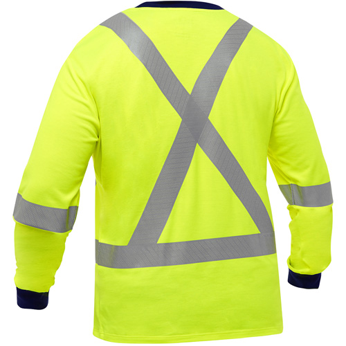 Bisley&reg; X-Back Long Sleeve Shirt, Poly-Cotton, Small, High Visibility Lime-Yellow D. Morneault & Fils