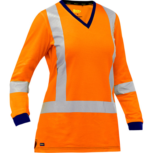 Chemise &agrave; manches longues et X au dos Bisley pour femmes, Poly-coton, Petit, Orange haute visibilit&eacute; D. Morneault & Fils