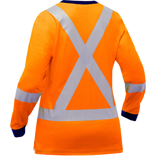 Chemise &agrave; manches longues et X au dos Bisley pour femmes, Poly-coton, Petit, Orange haute visibilit&eacute; D. Morneault & Fils