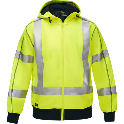 Bisley&reg; X-Back Full Zip Hooded Sweatshirt with Sherpa Lining, Large, High Visibility Lime-Yellow D. Morneault & Fils