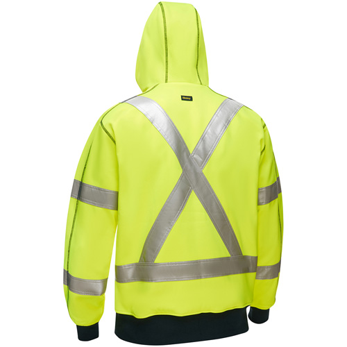 Bisley&reg; X-Back Full Zip Hooded Sweatshirt with Sherpa Lining, Large, High Visibility Lime-Yellow D. Morneault & Fils