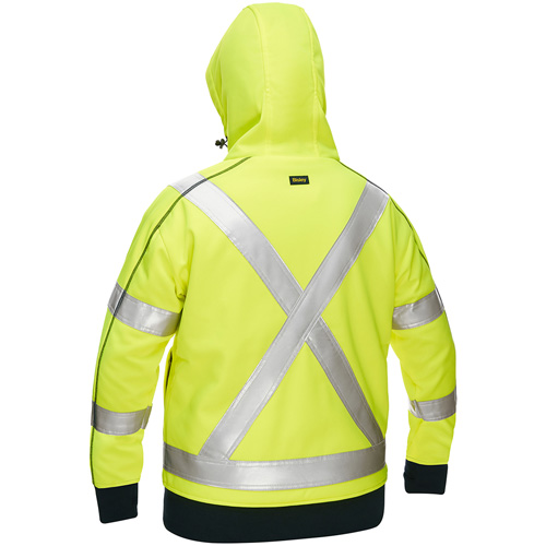 Coton ouat&eacute; doubl&eacute; de sherpa avec capuchon &agrave; fermeture &eacute;clair compl&egrave;te et X au dos Bisley pour femmes, 2T-Grand, Jaune lime haute visibilit&eacute; D. Morneault & Fils