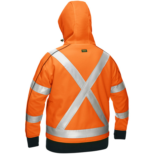 Coton ouat&eacute; doubl&eacute; de sherpa avec capuchon &agrave; fermeture &eacute;clair compl&egrave;te et X au dos Bisley pour femmes, T-Grand, Orange haute visibilit&eacute; D. Morneault & Fils