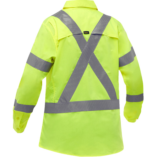 Bisley&reg; X-Back Women's Long Sleeve Work Shirt with X-Airflow, Poly-Cotton, Small, High Visibility Lime-Yellow D. Morneault & Fils