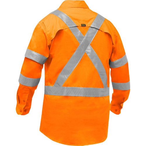 Bisley&reg; X-Back Women's Long Sleeve Work Shirt with X-Airflow, Poly-Cotton, Small, High Visibility Orange D. Morneault & Fils
