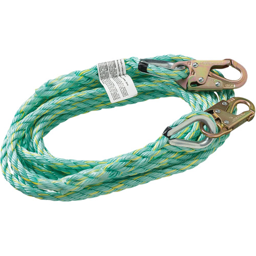 VL-1122-100 Cordage de s&eacute;curit&eacute; vertical avec crochet mousqueton d'ancrage, Copolym&egrave;re D. Morneault & Fils