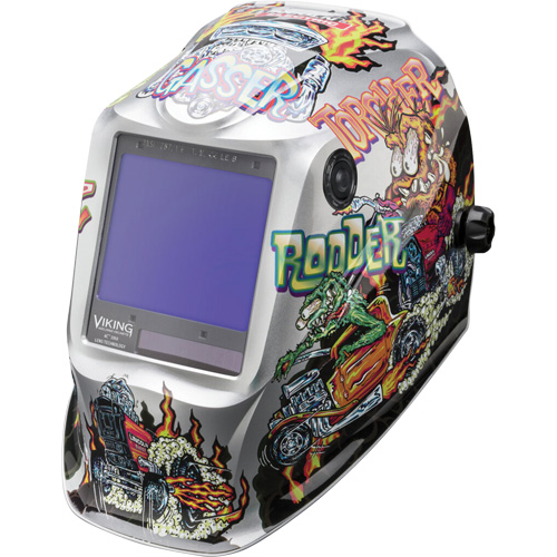 VIKING 3350 Hot Rodders Welding Helmet, 3.74" L x 3.34" W View Area, 5 - 13 Shade Range D. Morneault & Fils