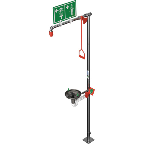 Douche combin&eacute;e avec cuvette ouverte en acier inoxydable et entr&eacute;e sup&eacute;rieure, Socle D. Morneault & Fils