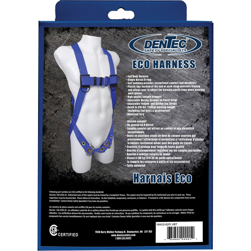 ECO Safety Harness in Retail Box, CSA Certified, Class A, 352 lbs. Cap. D. Morneault & Fils