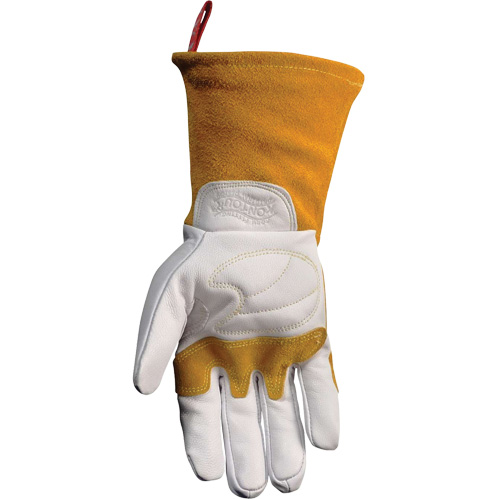 Gants de soudeur TIG/MIG de premi&egrave;re qualit&eacute; avec dos en cuir de vache refendue isol&eacute;es et ignifug&eacute;s Caiman, Cuir fleur de ch&egrave;vre, Taille T-Grand D. Morneault & Fils