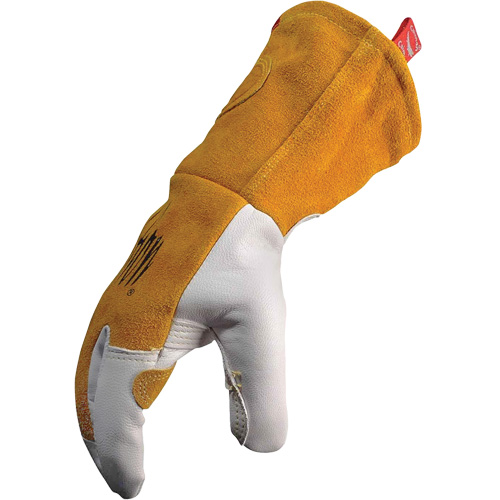 Gants de soudeur TIG/MIG de premi&egrave;re qualit&eacute; avec dos en cuir de vache refendue isol&eacute;es et ignifug&eacute;s Caiman, Cuir fleur de ch&egrave;vre, Taille T-Grand D. Morneault & Fils