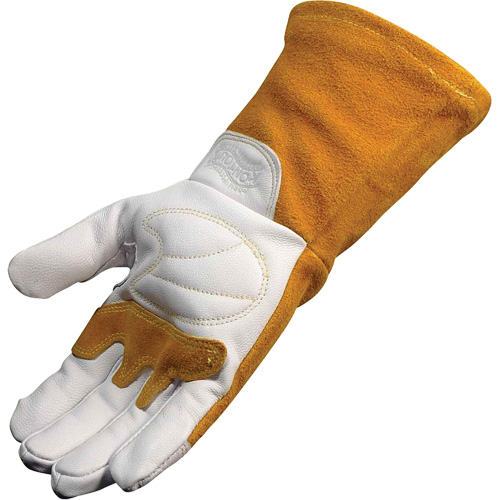 Gants de soudeur TIG/MIG de premi&egrave;re qualit&eacute; avec dos en cuir de vache refendue isol&eacute;es et ignifug&eacute;s Caiman, Cuir fleur de ch&egrave;vre, Taille T-Grand D. Morneault & Fils
