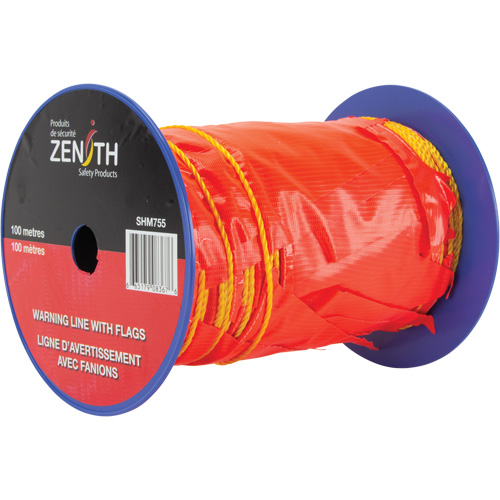 Ligne d'avertissement avec fanions, 328' lo, Orange/Jaune D. Morneault & Fils