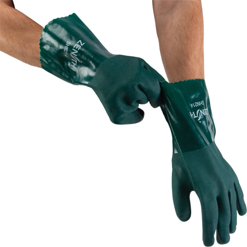 Gants verts &agrave; double enduit, 12" lo, PVC, Doublure en Jersey de coton, 70 mils D. Morneault & Fils