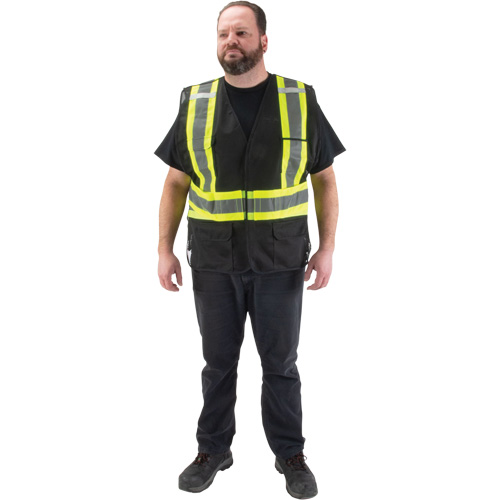 CSA Compliant Surveyor Vest, Black, Medium, Polyester D. Morneault & Fils
