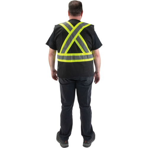 CSA Compliant Surveyor Vest, Black, Medium, Polyester D. Morneault & Fils