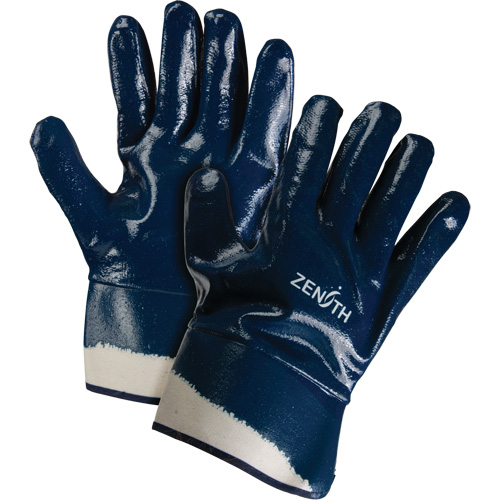 Gants &agrave; poignet de s&eacute;curit&eacute; de poids lourd, 10/T-Grand, R&ecirc;vetement Nitrile, Enveloppe en Coton D. Morneault & Fils