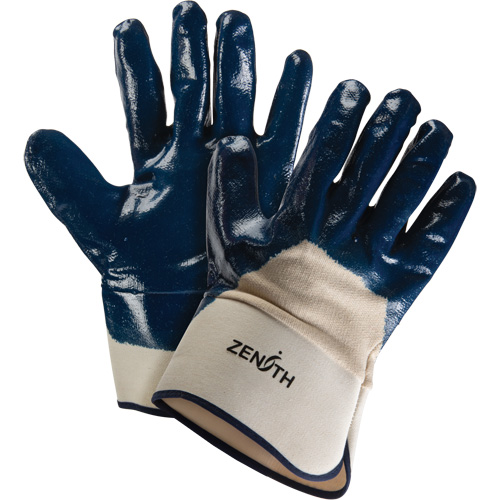 Heavyweight Safety Cuff Gloves, 11/2X-Large, Nitrile Coating, Cotton Shell D. Morneault & Fils