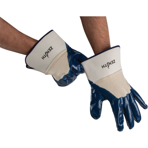 Heavyweight Safety Cuff Gloves, 11/2X-Large, Nitrile Coating, Cotton Shell D. Morneault & Fils