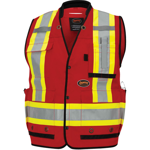 6678 High-Visibility Antimicrobial Mesh-Back Surveyor Vest, Red, Small, Polyester D. Morneault & Fils