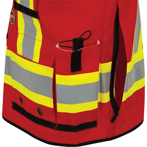 6678 High-Visibility Antimicrobial Mesh-Back Surveyor Vest, Red, Small, Polyester D. Morneault & Fils