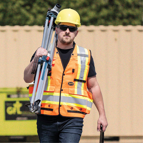 6680 High-Visibility Antimicrobial Mesh-Back Surveyor Vest, High Visibility Orange, Small, Polyester D. Morneault & Fils