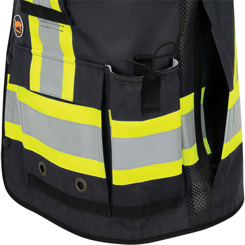 6679 High-Visibility Antimicrobial Mesh-Back Surveyor Vest, Black, Small, Polyester D. Morneault & Fils