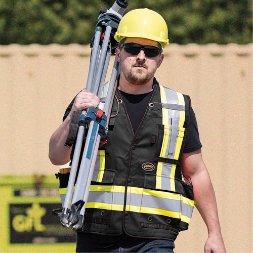 6679 High-Visibility Antimicrobial Mesh-Back Surveyor Vest, Black, Small, Polyester D. Morneault & Fils