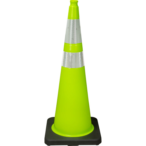 Premium Traffic Cone, 36", Lime Green, 4" & 6" Reflective Collar(s) D. Morneault & Fils