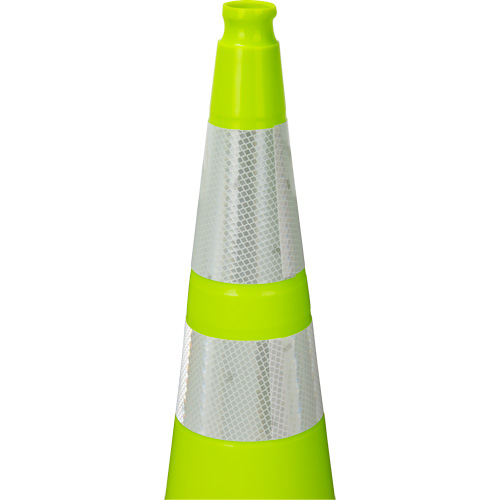 Premium Traffic Cone, 36", Lime Green, 4" & 6" Reflective Collar(s) D. Morneault & Fils