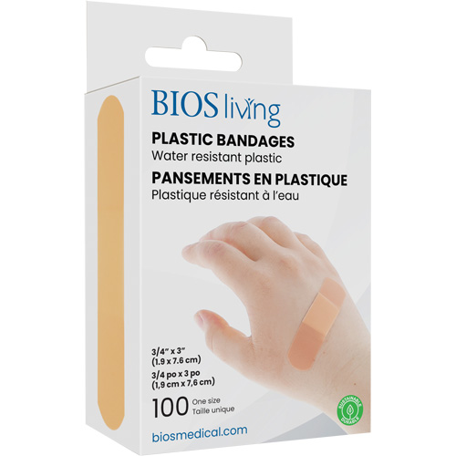 Bandages hydrofug&eacute;s, Rectangulaire/carr&eacute;e, 3", Plastique, St&eacute;rile D. Morneault & Fils
