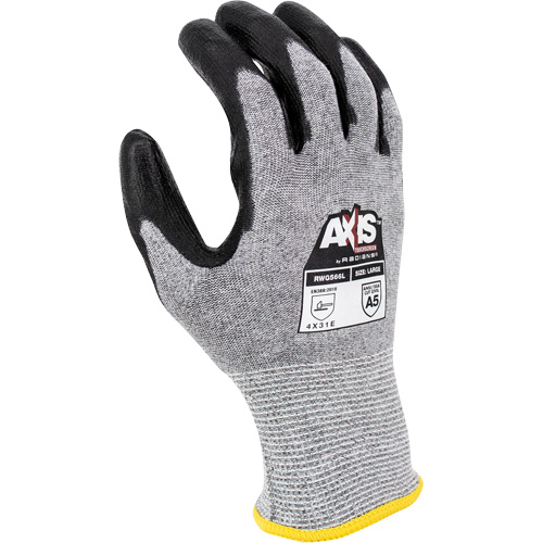 RWG566 AXIS Cut Protection Touchscreen Work Glove, Size X-Small, 18 Gauge, Polyurethane Coated, Stainless Steel/HPPE Shell, ASTM ANSI Level A5/EN 388 Level E D. Morneault & Fils