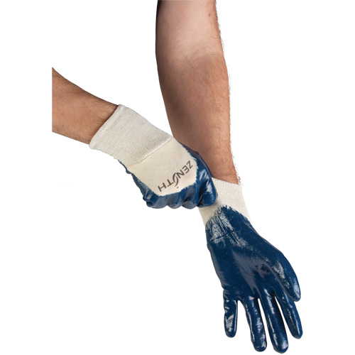 Medium-Weight Interlock Lined Gloves, 9/Large, Nitrile Coating, Cotton Shell D. Morneault & Fils