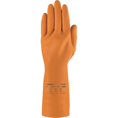 Gants robustes r&eacute;sistants aux produits chimiques AlphaTec 87-208, Taille 7, 12,8" lo, Latex de caoutchouc, Doublure en Coton/Ouat&eacute;e, 29,5 mils D. Morneault & Fils