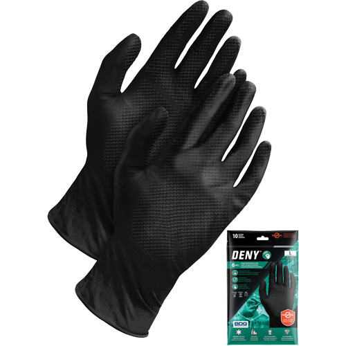 Gants jetables Deny, Petit, Nitrile, 6 mils, Sans poudre, Noir D. Morneault & Fils