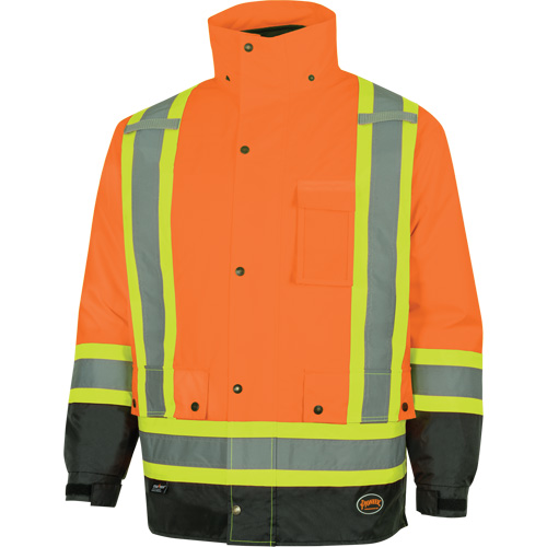 5056 Pioneer&reg; Yukon 7-in-1 Waterproof Winter Safety Parka, Polyester, Black/High Visibility Orange, X-Small D. Morneault & Fils