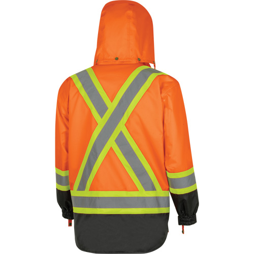 5056 Pioneer&reg; Yukon 7-in-1 Waterproof Winter Safety Parka, Polyester, Black/High Visibility Orange, X-Small D. Morneault & Fils