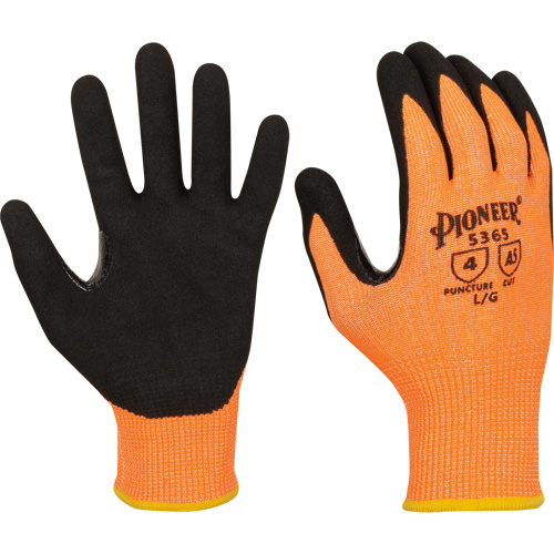 Gants r&eacute;sistants &agrave; la coupe compatibles avec les &eacute;crans tactiles, Taille Petit, Calibre 13, Rev&ecirc;tement Nitrile, Enveloppe en Polyester/PEHP, ASTM ANSI niveau A5 D. Morneault & Fils